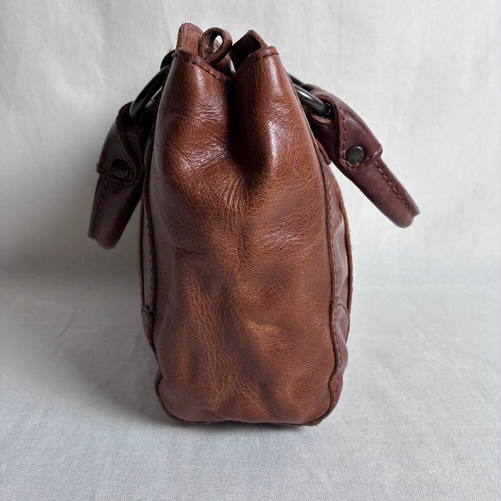 Frye Leather Satchel Purse Cognac Brown Western Boho Coastal Cowgirl Chic - Picture 6 of 12